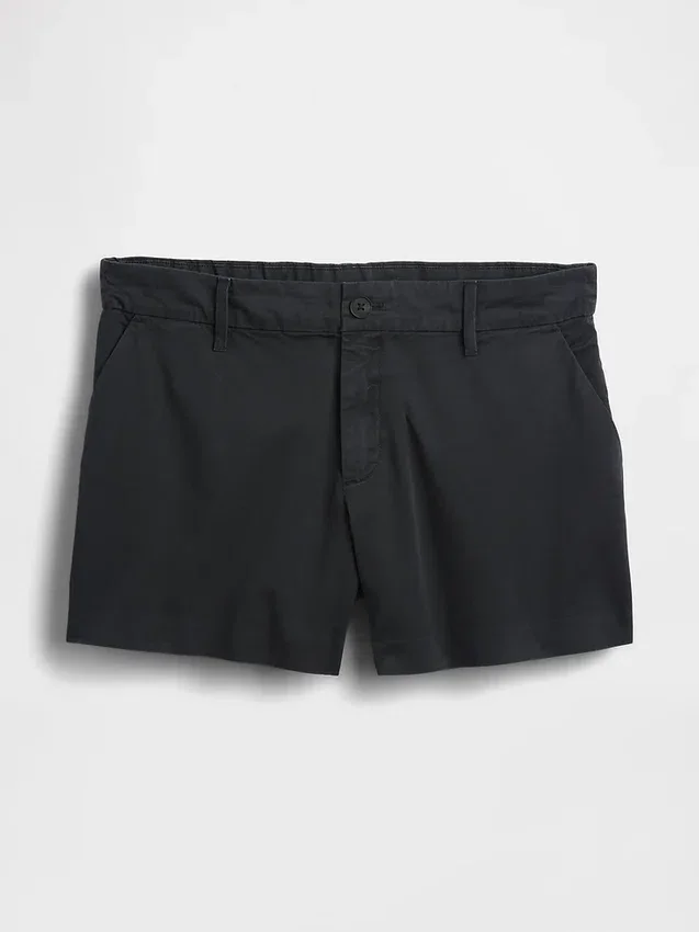 Kort Shorts i khaki med medelhög midja