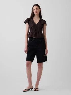 Kort topp med peplum i spetsvoile