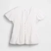 Kort topp med peplum i spetsvoile
