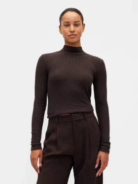 Kort turtleneck i pointelle-ribb