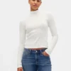 Kort turtleneck i pointelle-ribb
