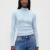 Kort turtleneck i pointelle-ribb