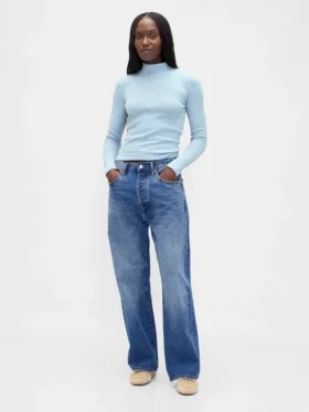 Kort turtleneck i pointelle-ribb
