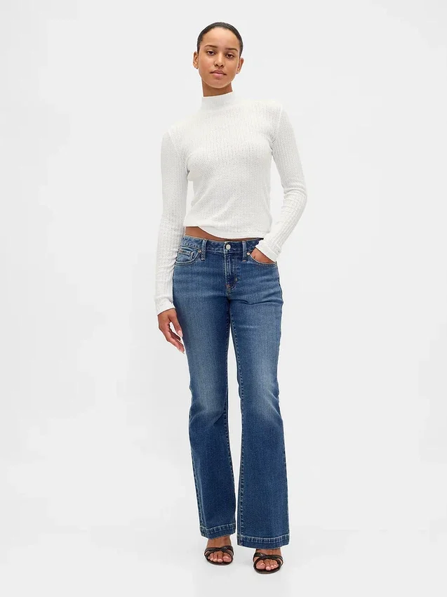 Kort turtleneck i pointelle-ribb