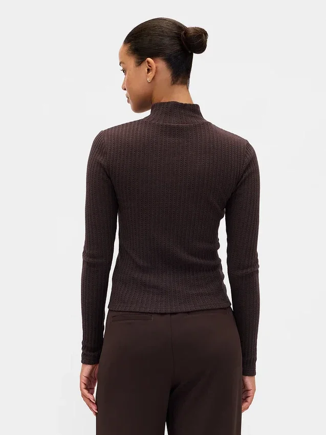 Kort turtleneck i pointelle-ribb