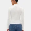 Kort turtleneck i pointelle-ribb