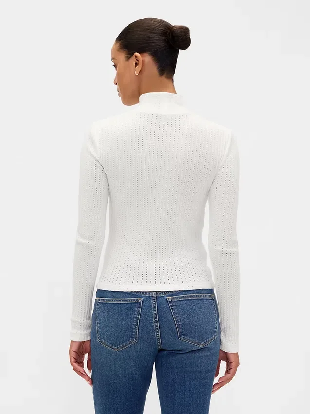 Kort turtleneck i pointelle-ribb