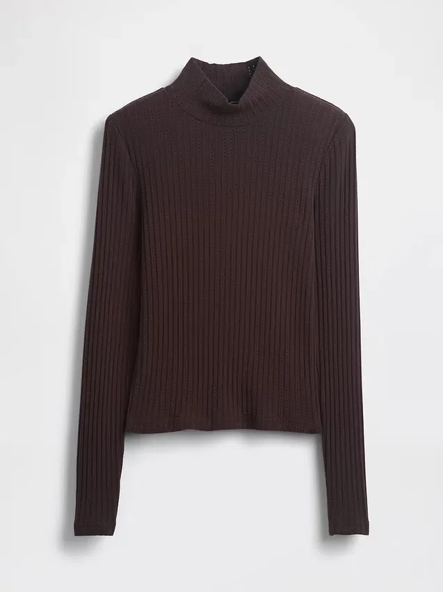 Kort turtleneck i pointelle-ribb