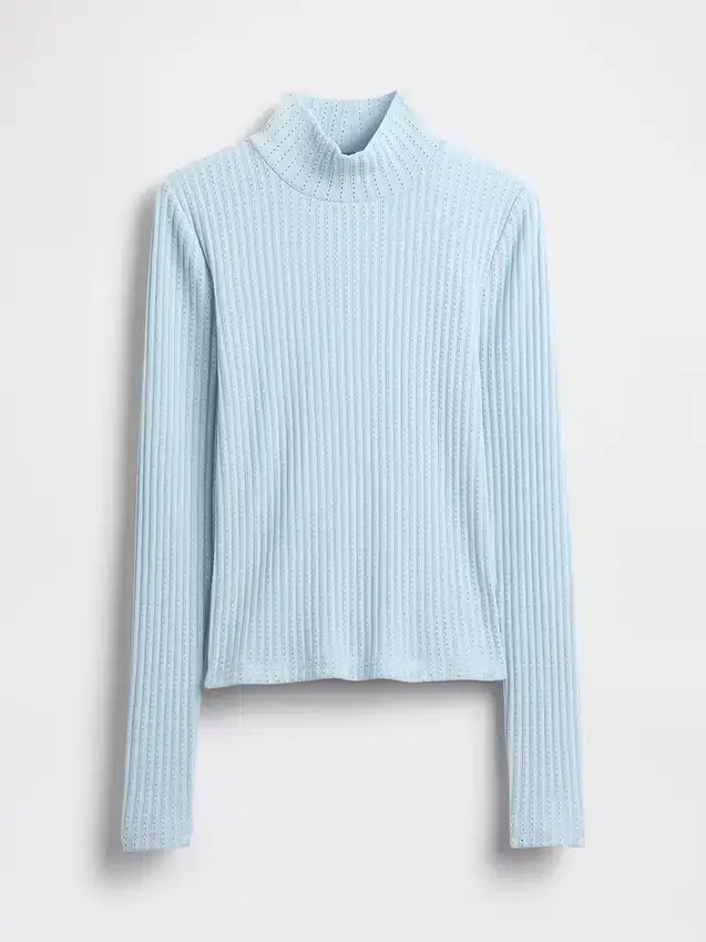 Kort turtleneck i pointelle-ribb