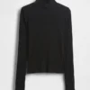 Kort turtleneck i pointelle-ribb
