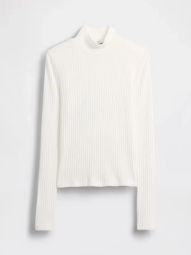 Kort turtleneck i pointelle-ribb