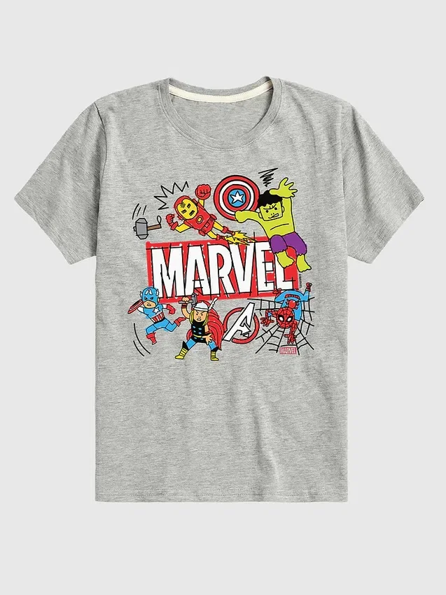 Kortärmad T-shirt med Marvel Avengers-motiv för småbarn