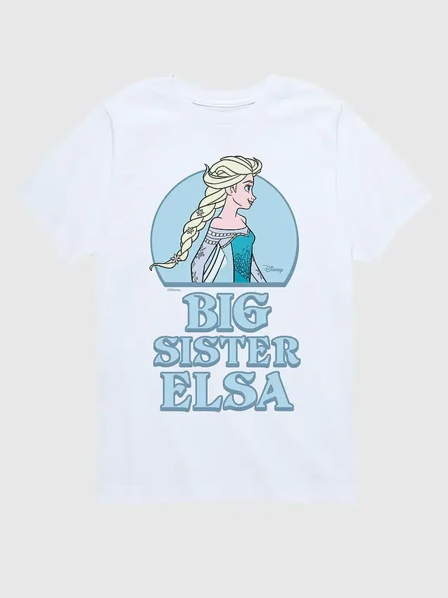 Kortärmad T-shirt med tryck för småbarn: ”Frozen – Storasyster Elsa”