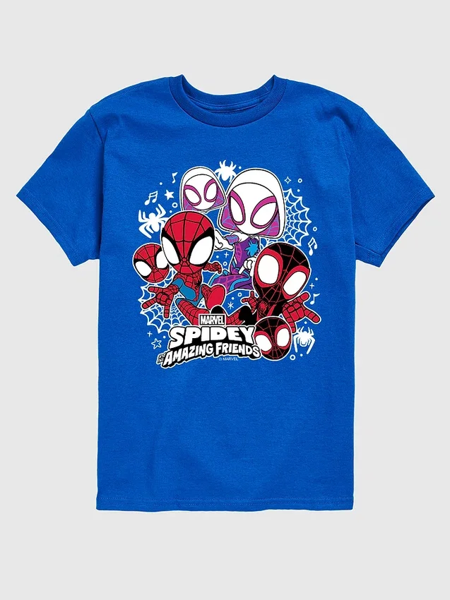 Kortärmad T-shirt med tryck för småbarn: Marvel Spidey och vänner