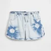 Kortshorts i tie-dye-denim med hög midja för barn