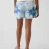 Kortshorts i tie-dye-denim med hög midja för barn