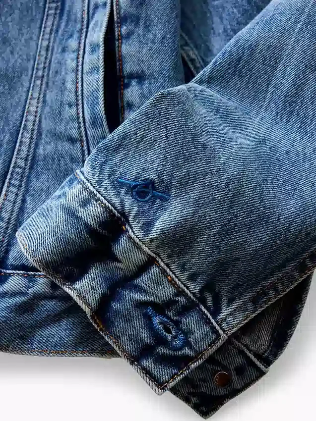 Köp blå avslappnad ikonisk jeansjacka
