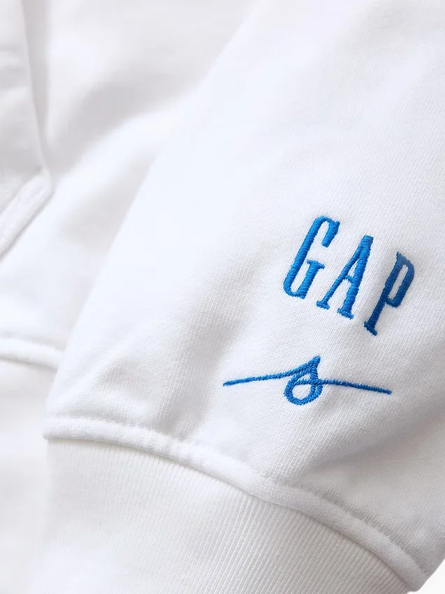 Köp blå, tjock hoodie i fransk frotté med logotyp