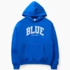 Köp blå, tjock hoodie i fransk frotté med logotyp