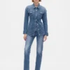 Kroppsnära lång denimjacka