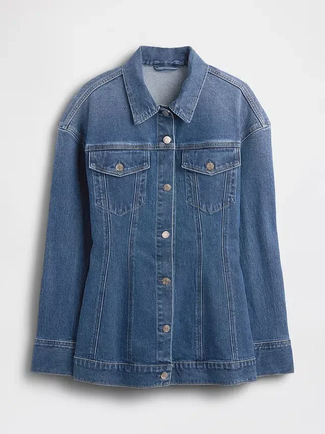 Kroppsnära lång denimjacka