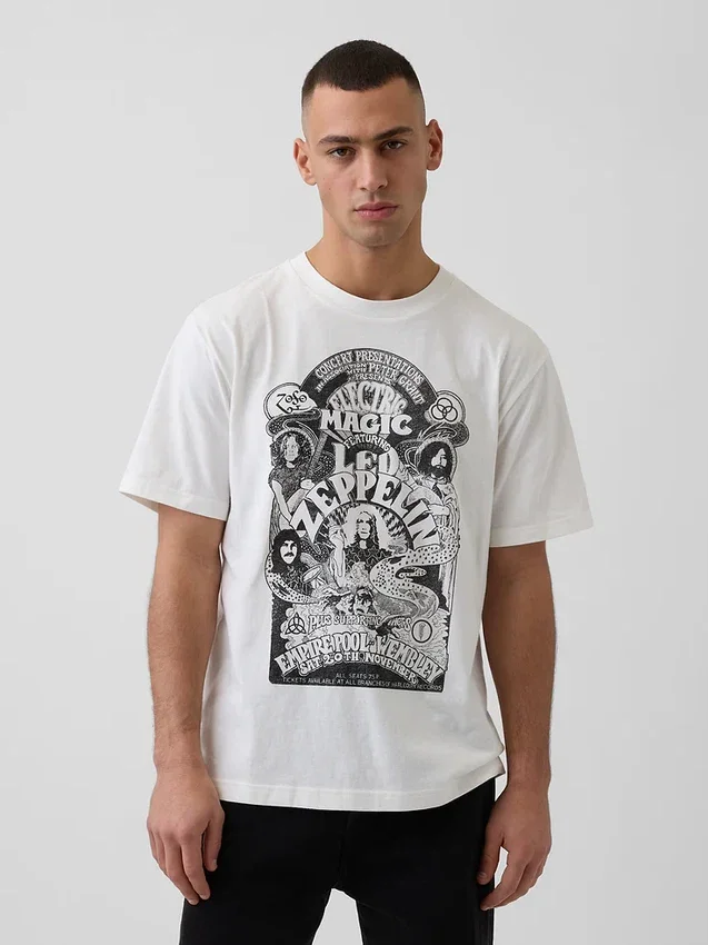 Led Zeppelin T-shirt med tryck i avslappnad passform