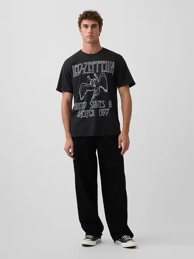 Led Zeppelin T-shirt med tryck i avslappnad passform