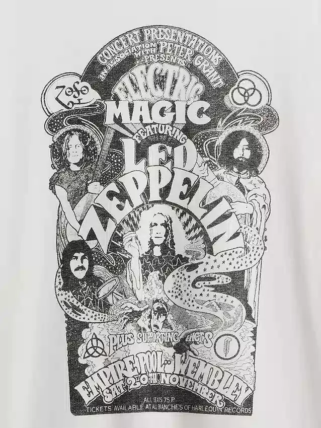 Led Zeppelin T-shirt med tryck i avslappnad passform