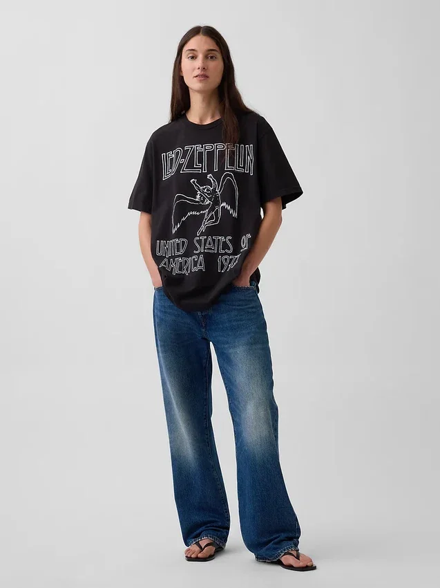 Led Zeppelin T-shirt med tryck i avslappnad passform