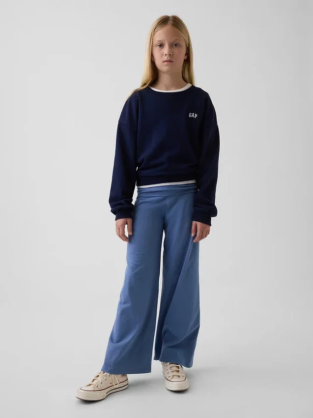 Leggings med vid ben och uppvikt midja för barn