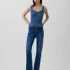 Tajt peplum-top i denim