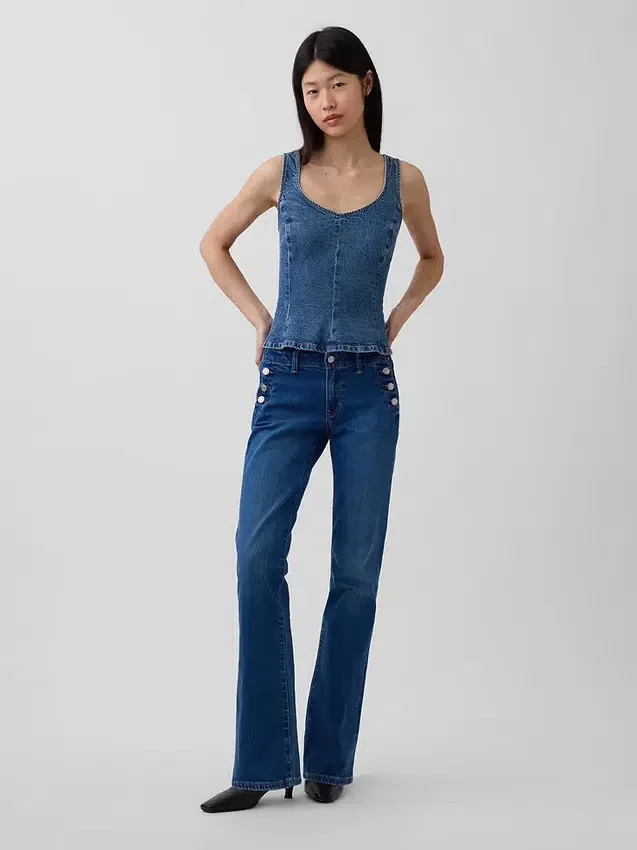 Tajt peplum-top i denim