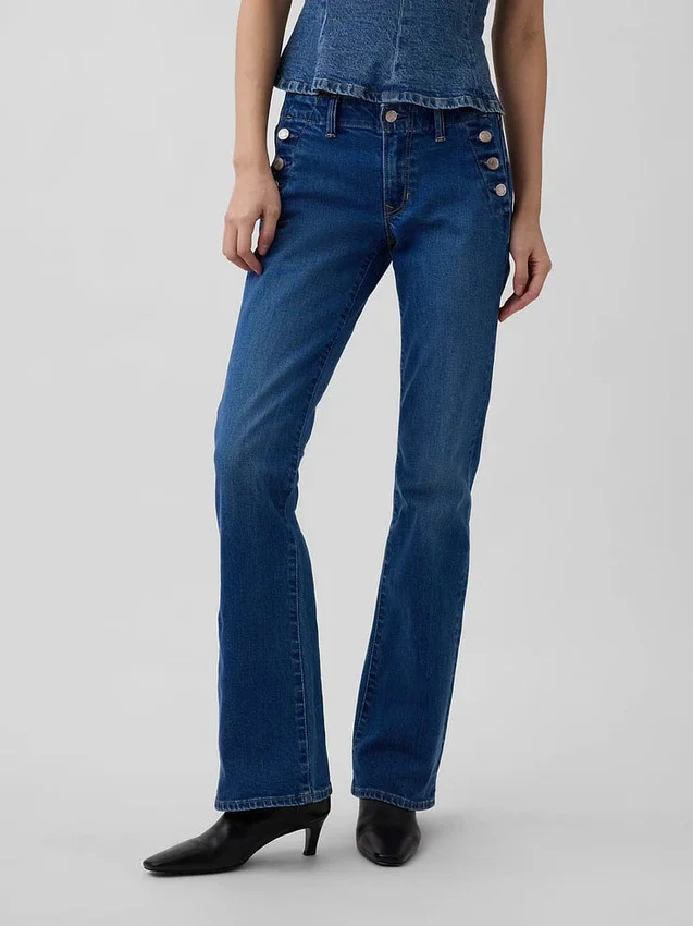 Låg midja, långa och smala sjömansjeans