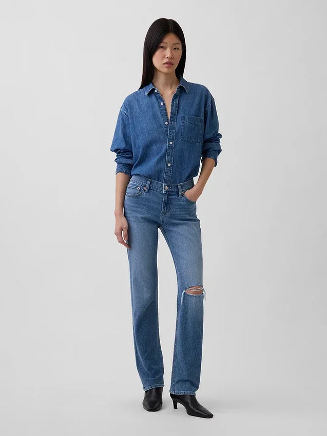 Lågmidjade 90-talsjeans med smal rak passform
