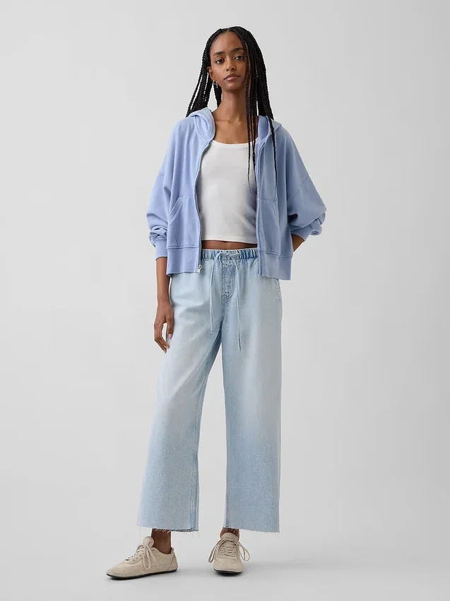 Lågmidjade, avslappnade, lösa cropped-Jeans i 90-talsstil
