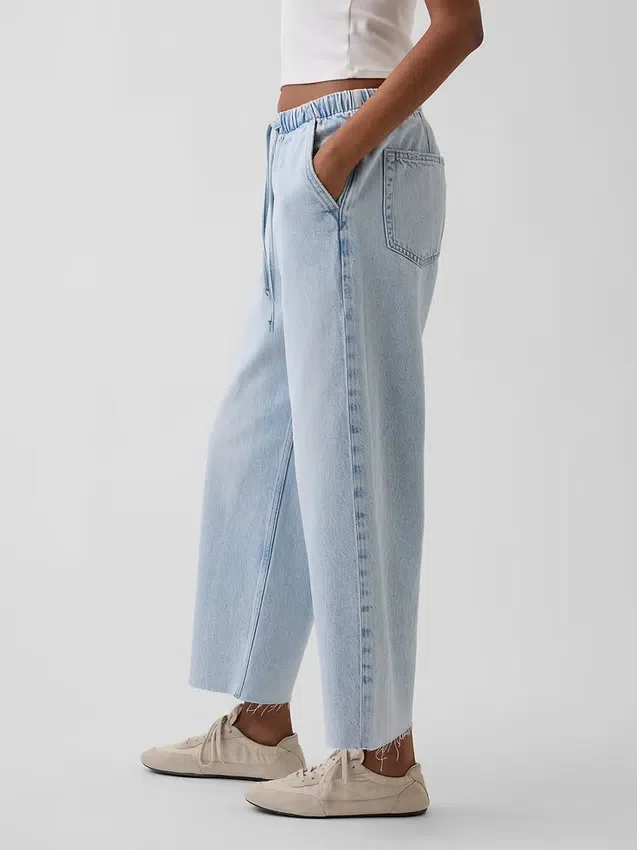 Lågmidjade, avslappnade, lösa cropped-Jeans i 90-talsstil