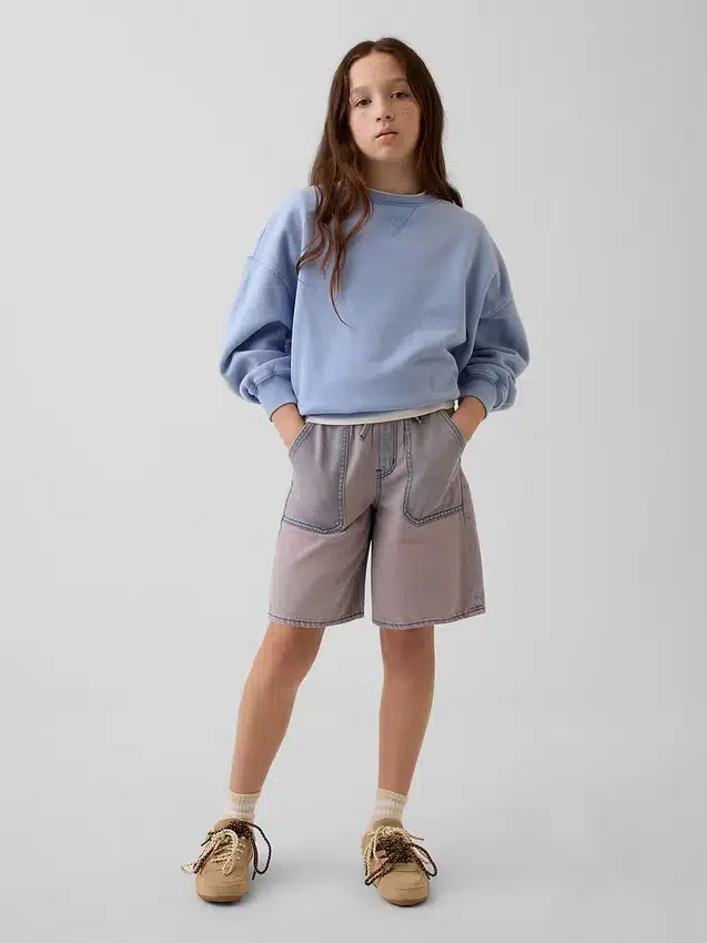Lågmidjade, bekväma långa jeansshorts för barn