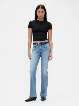 Lågmidjade, flätade fickor, långa och smala Jeans