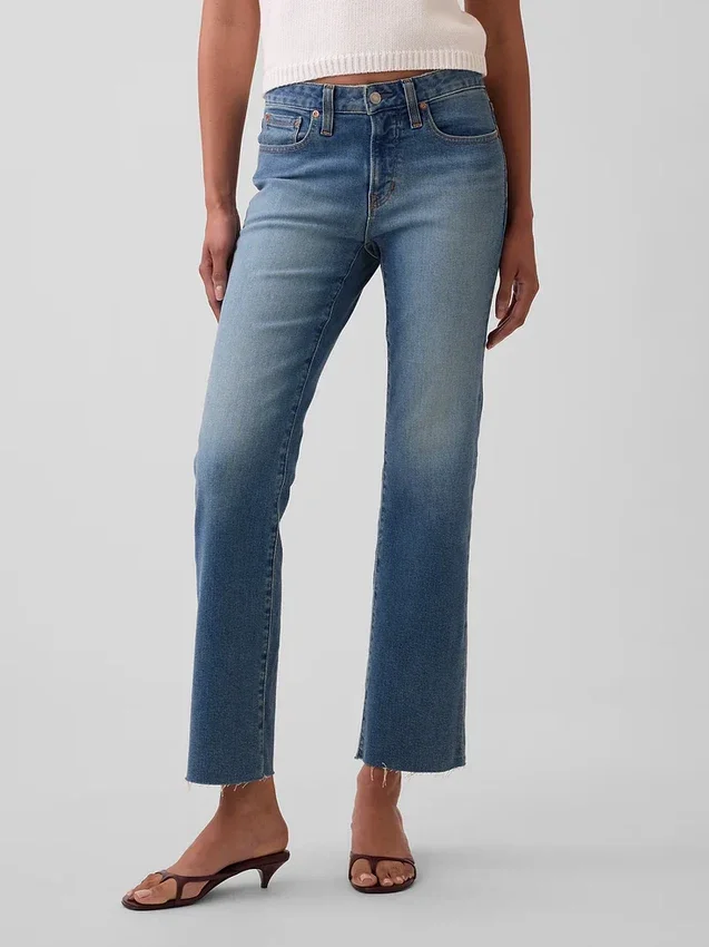 Lågmidjade, långa och smala cropped-Jeans