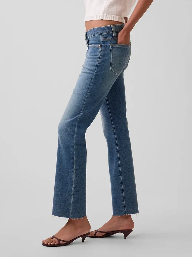 Lågmidjade, långa och smala cropped-Jeans