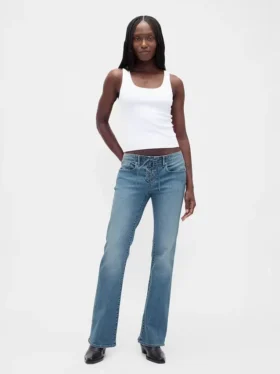 Lågmidjade, långa och smala Jeans med snörning