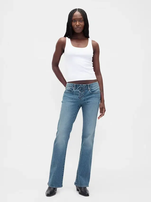 Lågmidjade, långa och smala Jeans med snörning