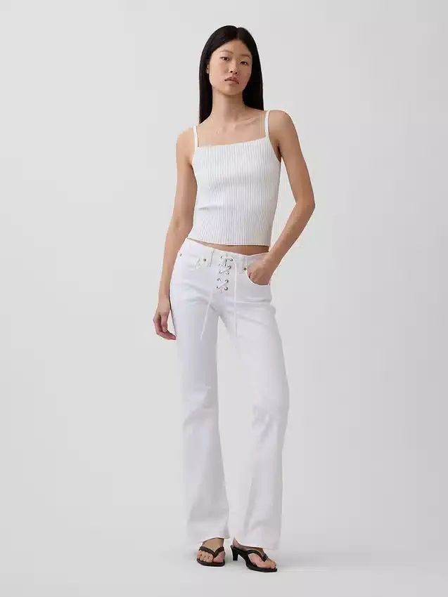 Lågmidjade, långa och smala Jeans med snörning