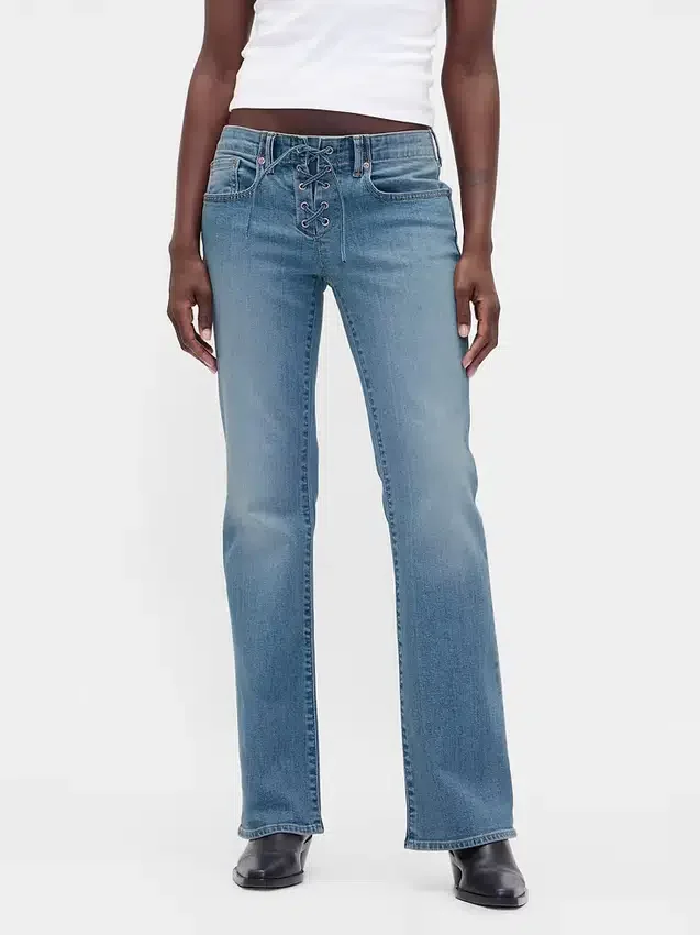 Lågmidjade, långa och smala Jeans med snörning