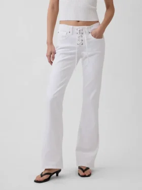 Lågmidjade, långa och smala Jeans med snörning