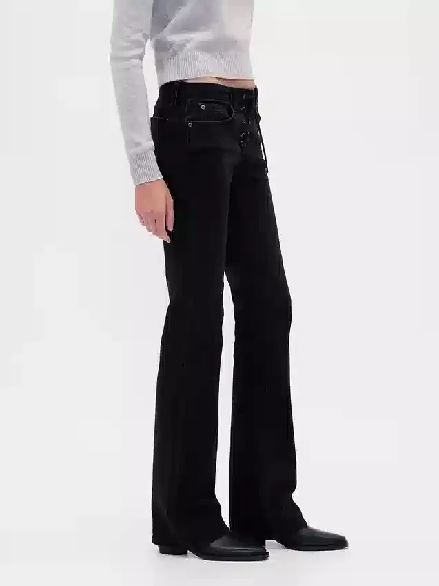 Lågmidjade, långa och smala Jeans med snörning