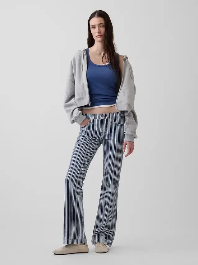 Lågmidjade, långa och smala randiga Jeans