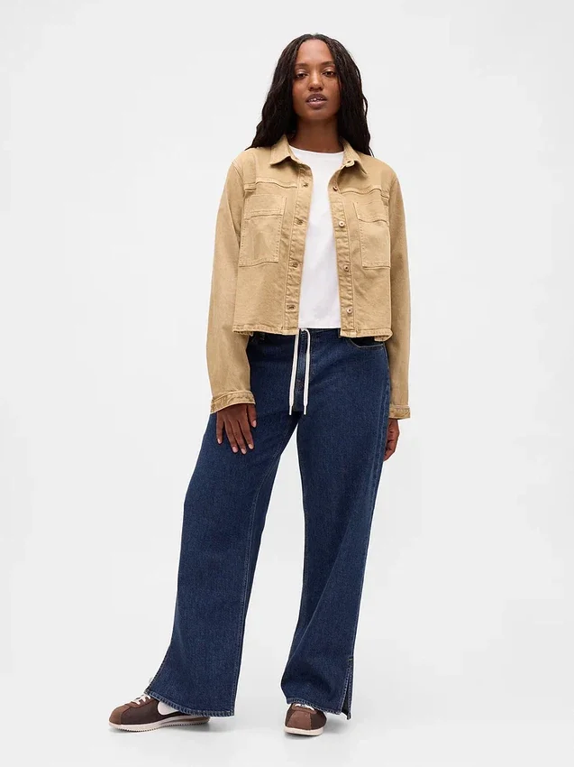 Lågmidjade, lösa 90-talsjeans med dragsko