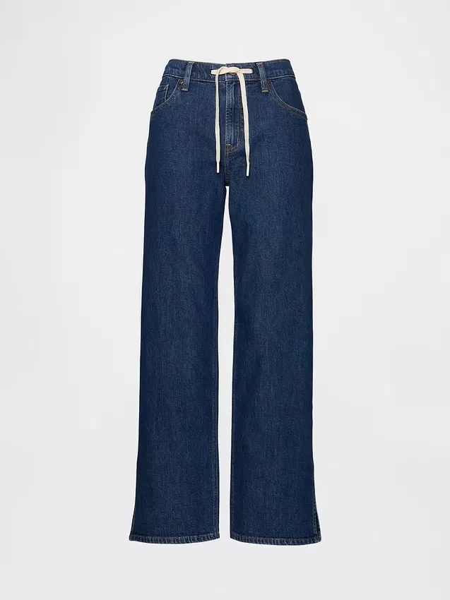 Lågmidjade, lösa 90-talsjeans med dragsko