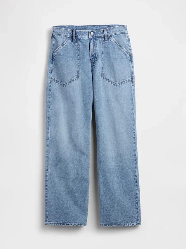 Lågmidjade, lösa jeans i 90-talsstil